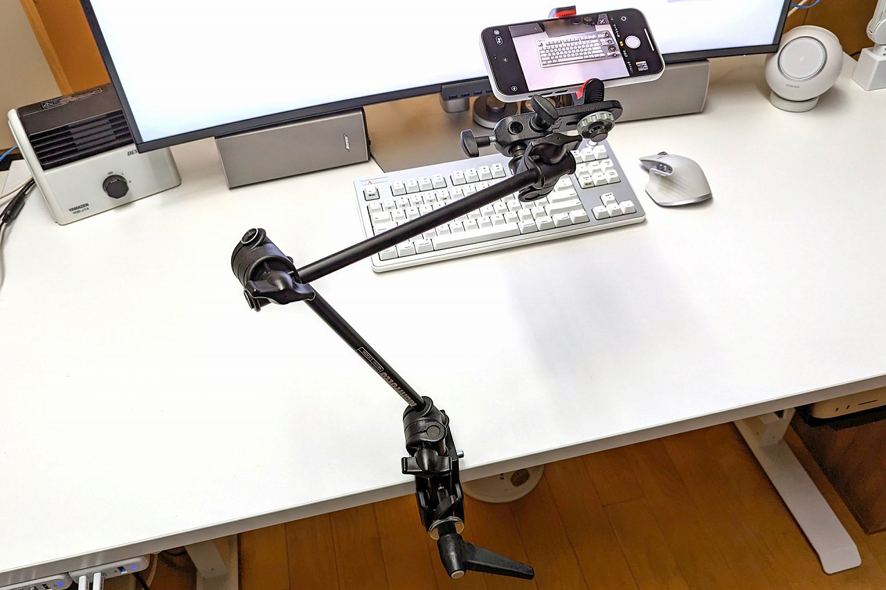 完成したiPhone用撮影アーム。3つの製品で構成されている。