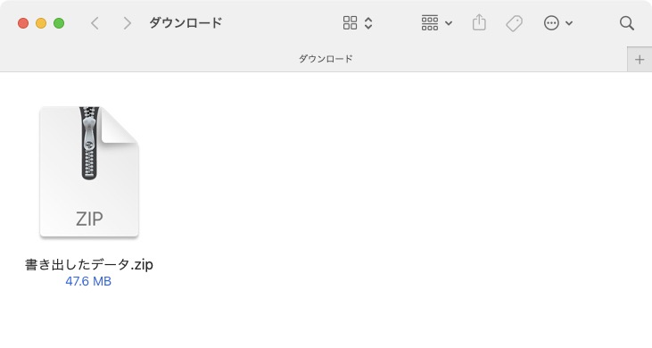 「書き出したデータ.zip」というファイルが得られた。これを展開すると……