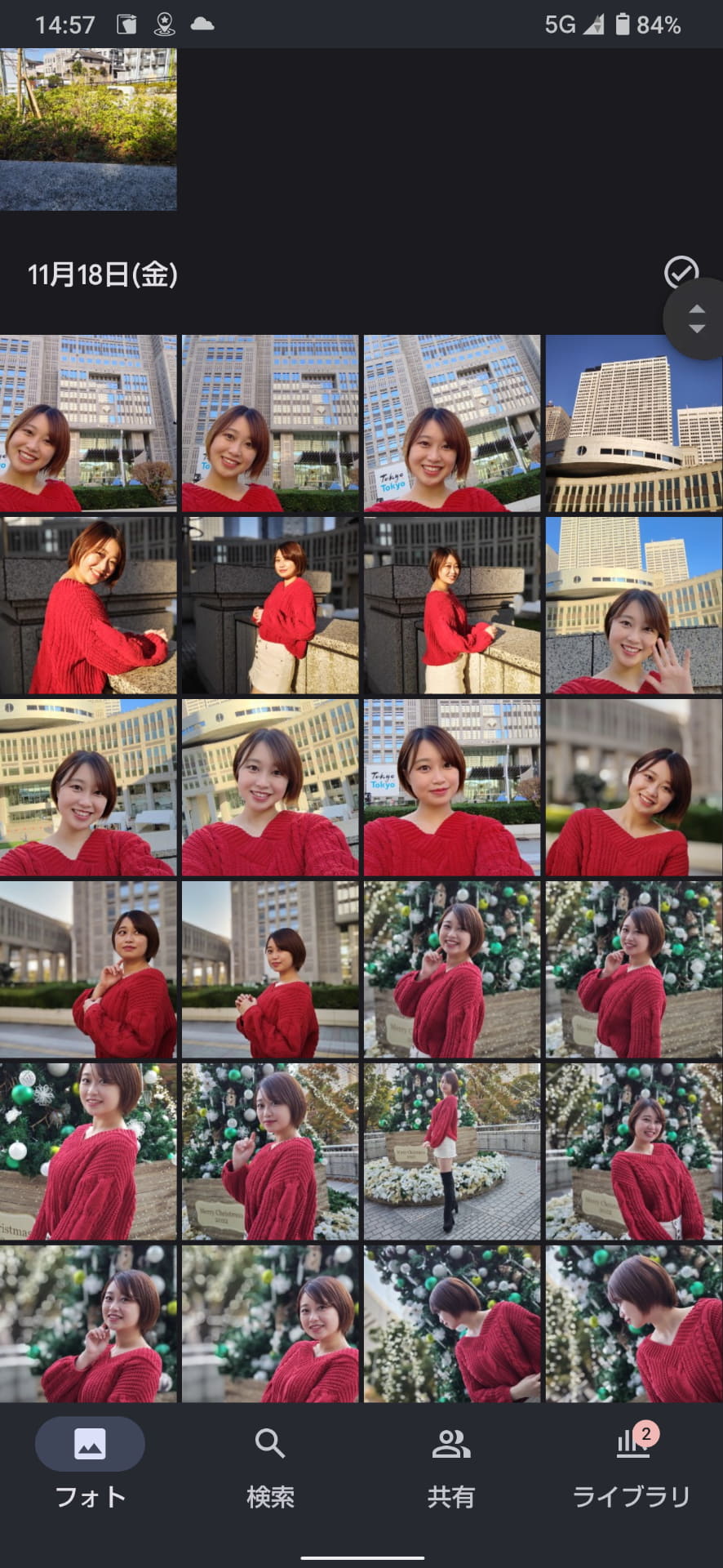 Googleフォトの一覧画面。「Leitz Looks」で撮影した写真にアイコンなどを追加して欲しいところ