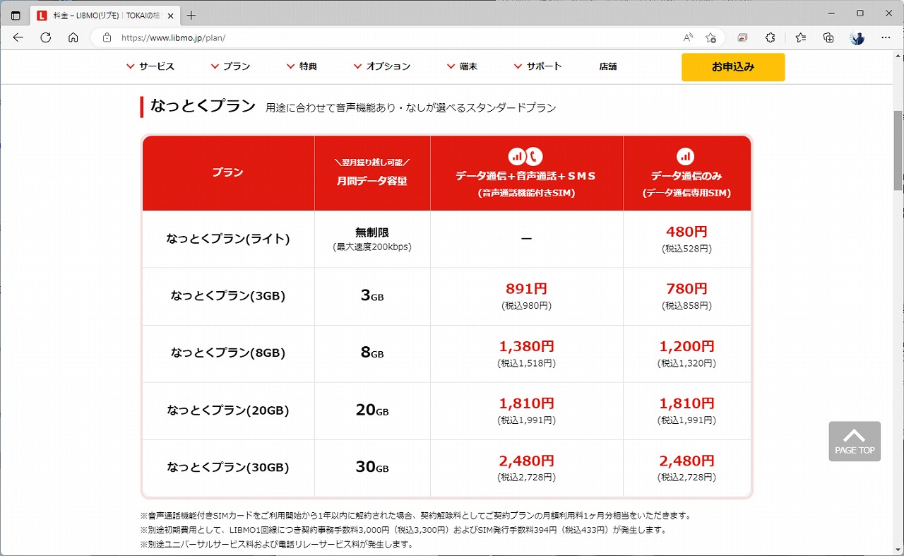 3GBから30GBのなっとくプランが同社の主力。エコノミーMVNOでは、3GBと8GBを展開する