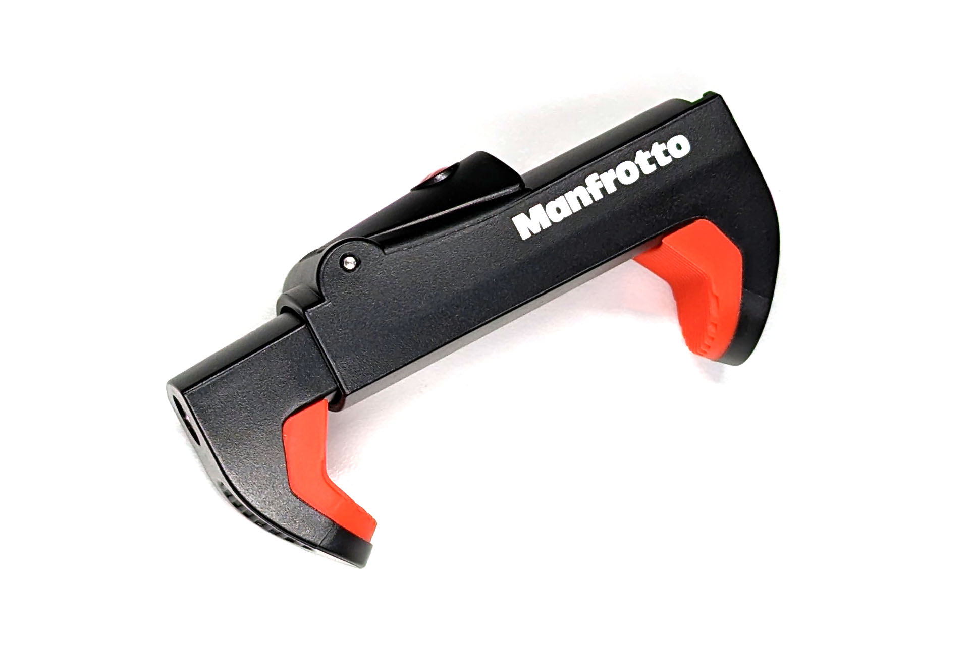 スマートフォンホルダーはManfrotto「PIXIクランプ（MCPIXI）」。バネ式で安定してiPhoneを固定できるが、片手でホルダーを開いてもう片手でiPhoneをそこへセットしてという作業が面倒に感じてしまう。