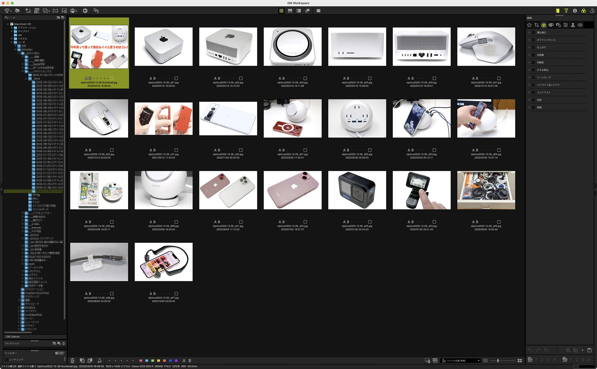 そこで併用したのがOM Workspaceアプリ。RAW現像などにも対応している画像編集ソフトウェアだ。機能詳細は<a href="https://app.olympus-imaging.com/olympusworkspace/ja/" class="strong bn" target="_blank">コチラ</a>