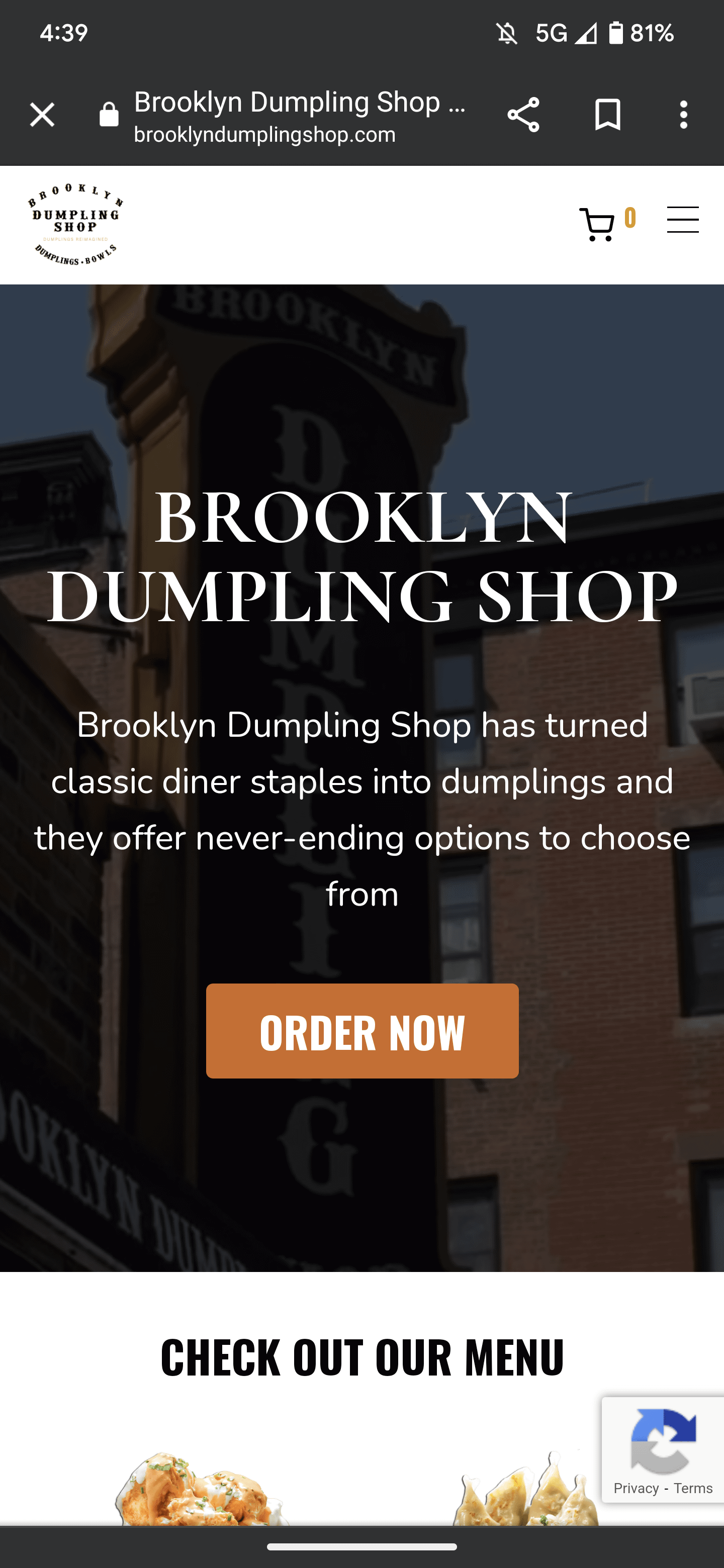 Brooklyn Dumpling Shopのサイト。ここで注文する。なお、米国IPでないとサイト自体からアクセスが弾かれるので、アメリカ放題を利用して現地で試してみようというユーザーは注意