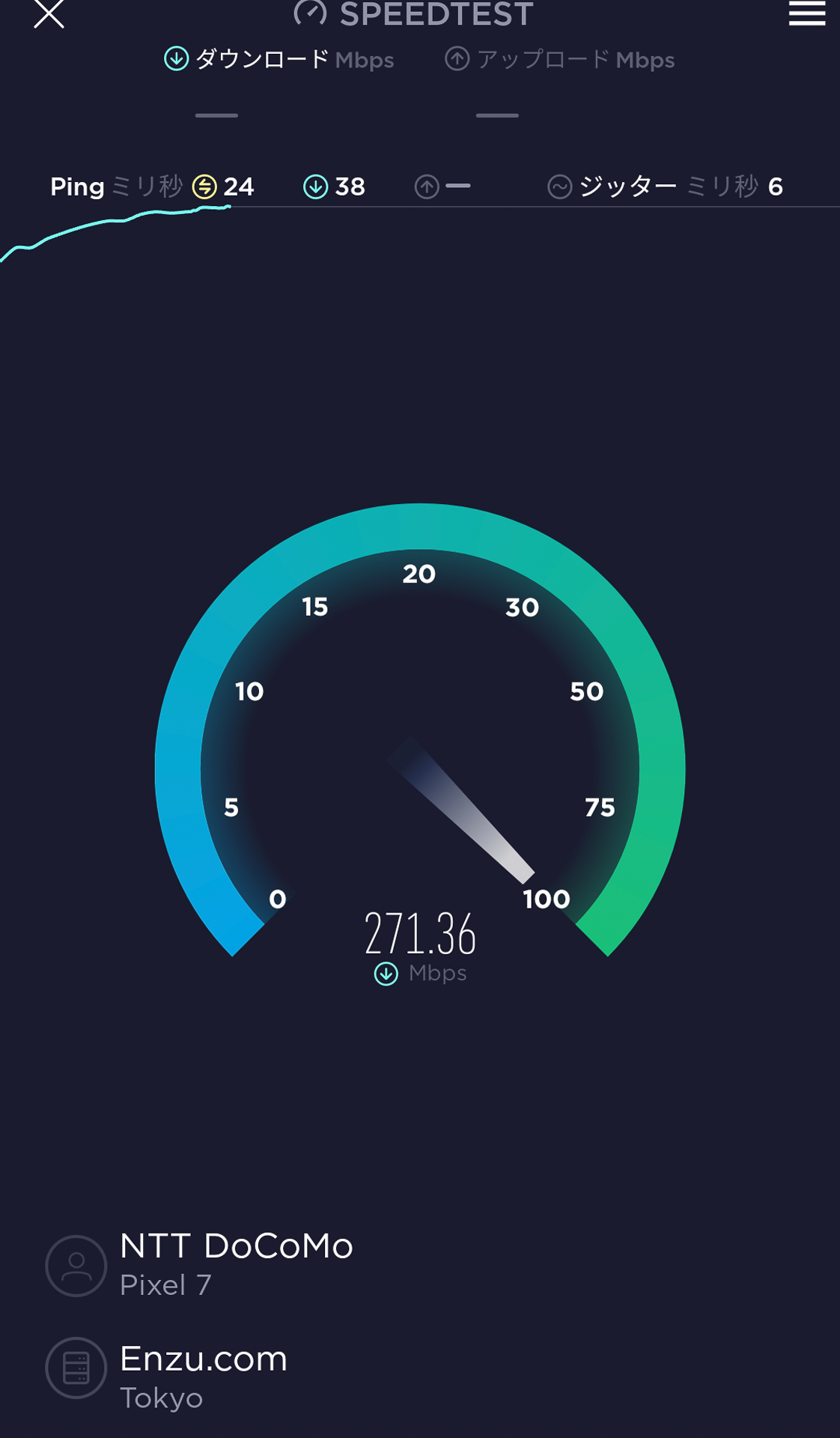 ドコモでの速度