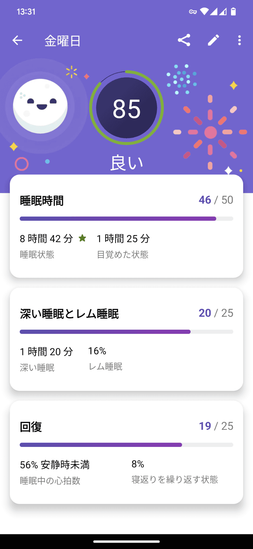 睡眠記録をスコア表示