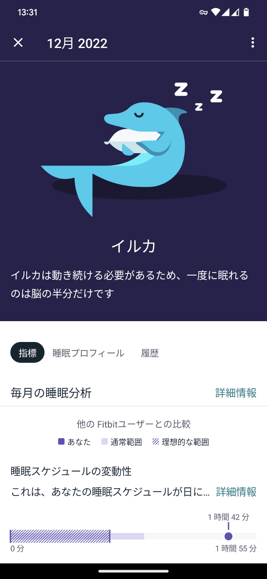 「睡眠プロフィール」は、睡眠の傾向を動物になぞらえて分析してくれます