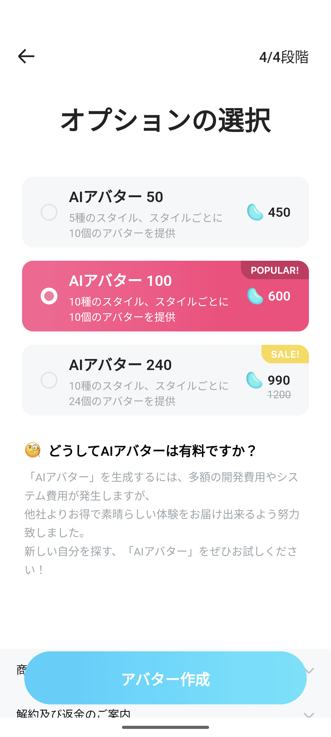 オプションの選択