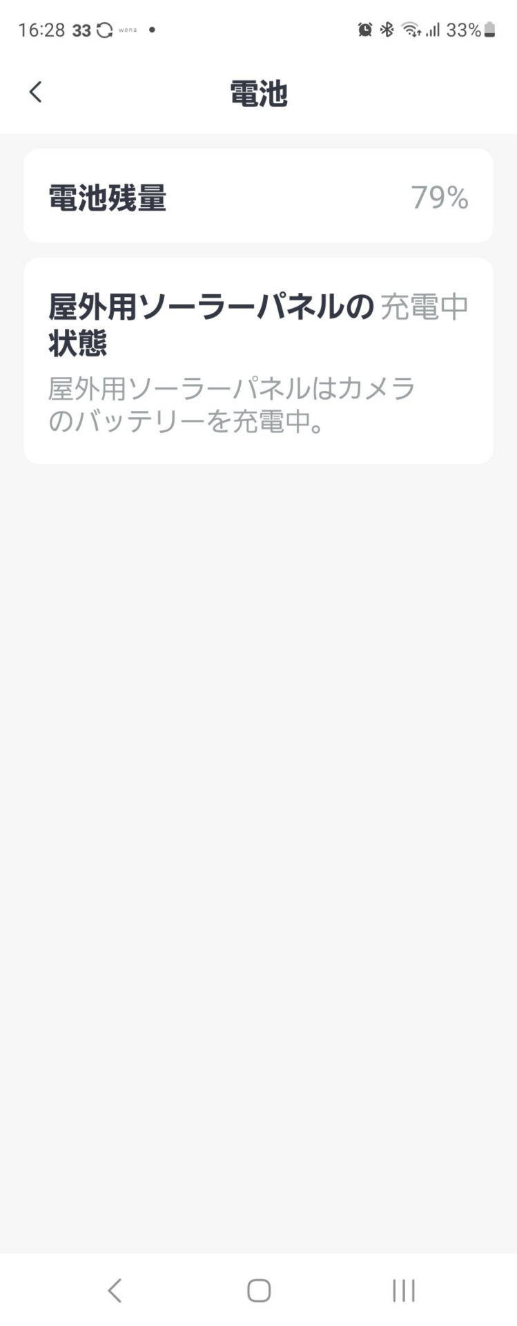 午後14時を過ぎてもはや太陽光を遮るものは何もない。日が陰り出す16時28分にはバッテリー残量は79％のまで充電された