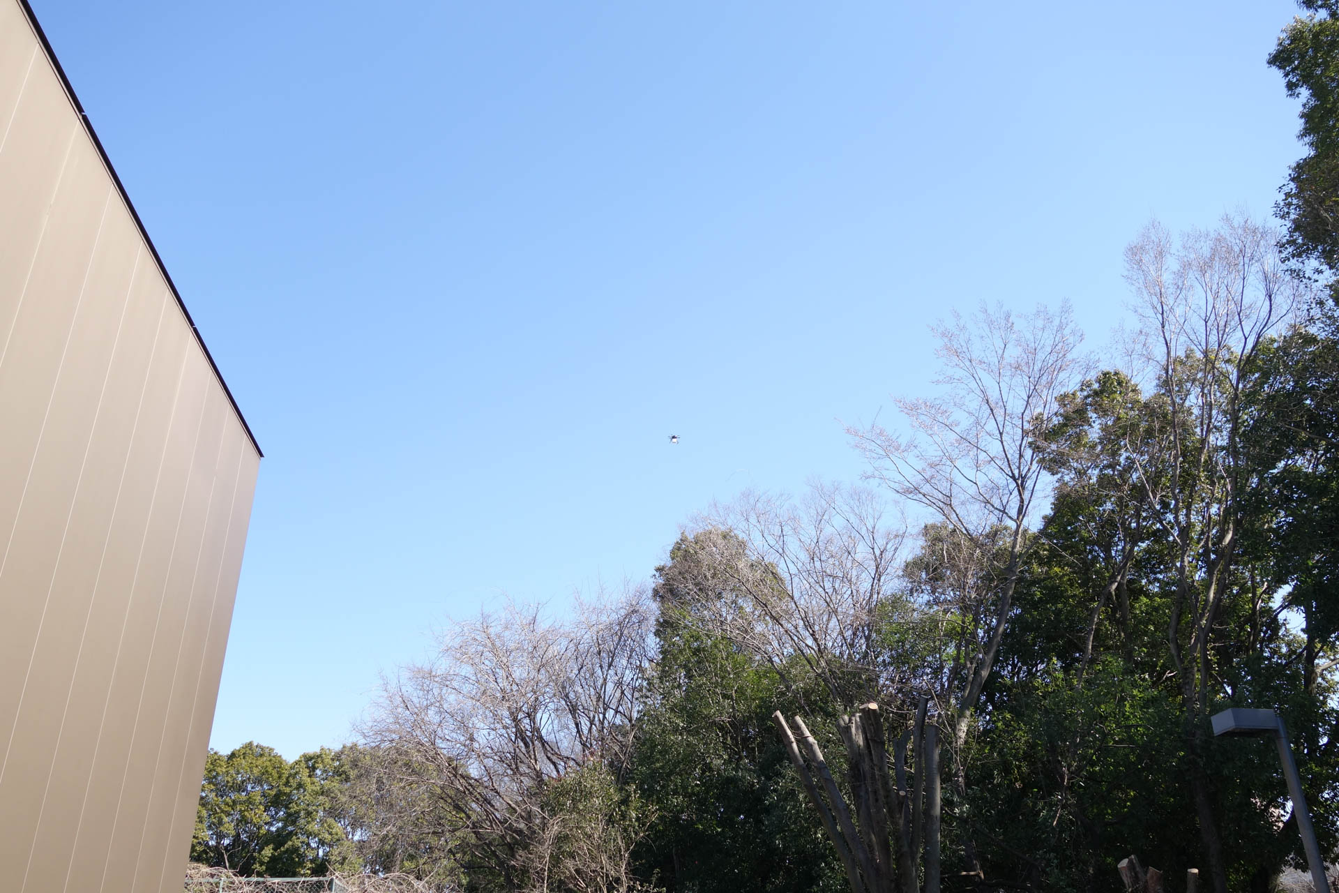 高度40m程度だと言われないとドローンが飛んでいること自体に気がつきにくい