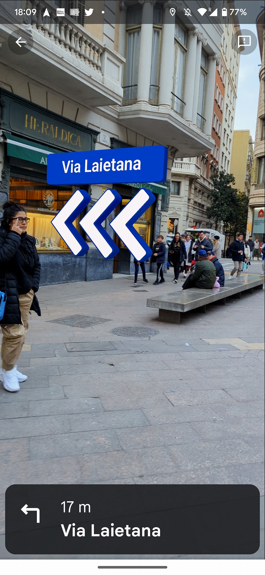 旧市街で路地裏を通るとき、ARの道案内が結構わかりやすかったのです