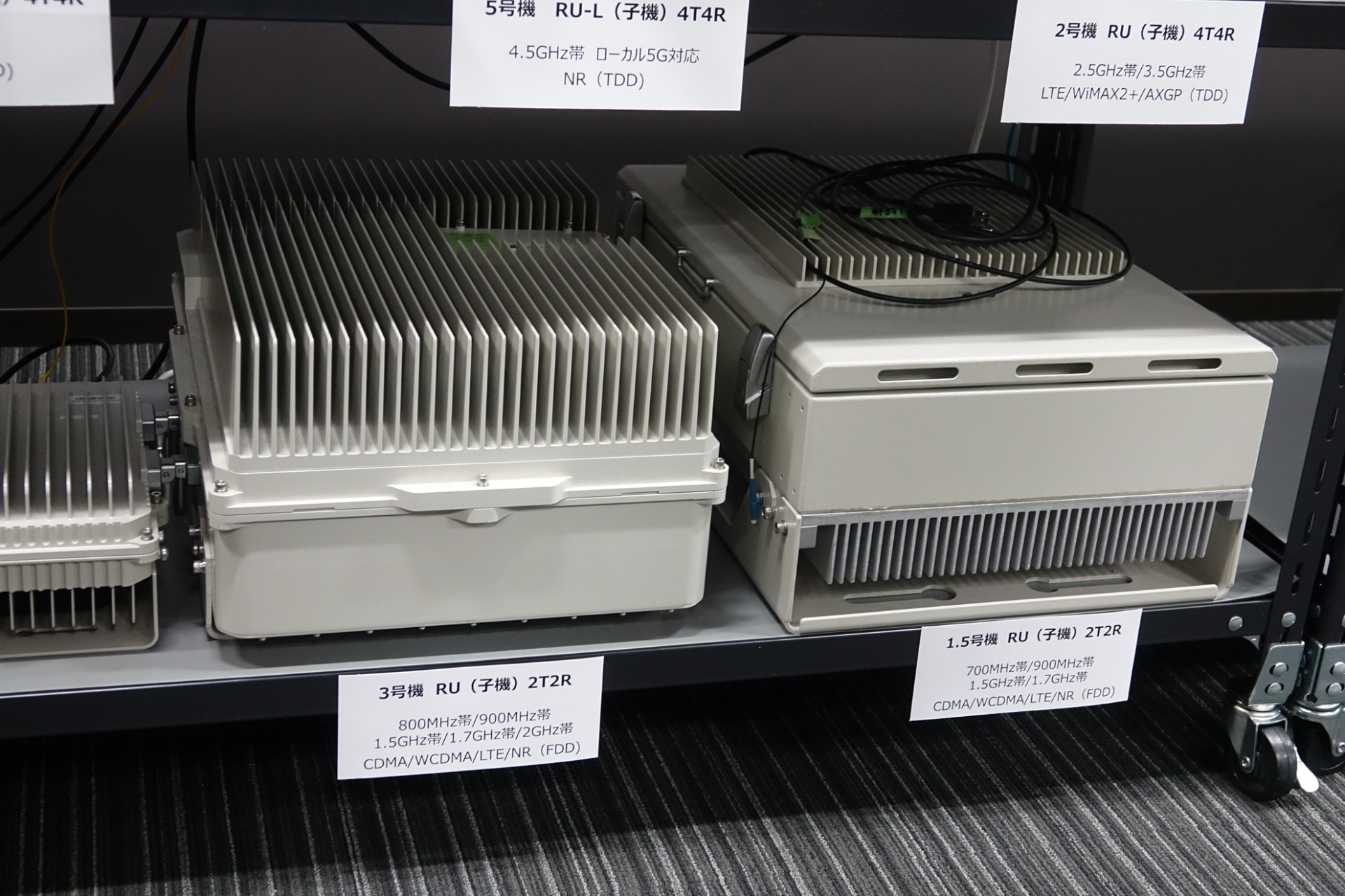 アンテナと接続する子機（RU）、対応周波数や設置場所などニーズにあわせた装置を備える
