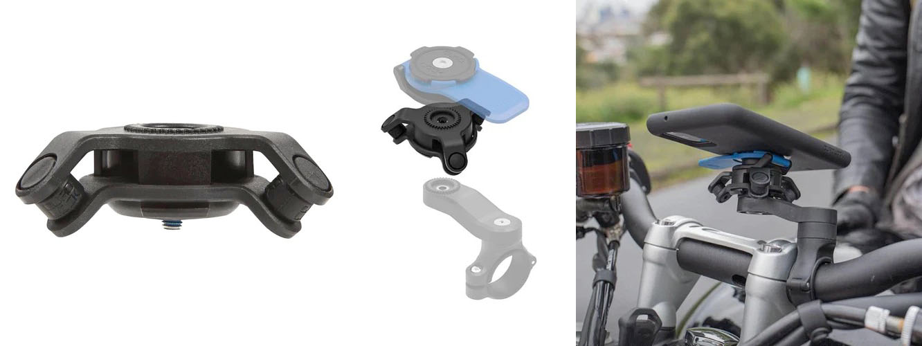 モーターサイクルなどの車体からの振動を抑えるパーツ<a href="https://quadlockjapan.com/collections/all-items/products/qla-vdm" class="strong b">「衝撃吸収ダンパー モーターサイクル用」</a>。マウントとヘッドパーツの間に挟み込むようにセットして使う。モーターサイクルと自転車で試したが十分な効果が感じられた。直販価格3300円。