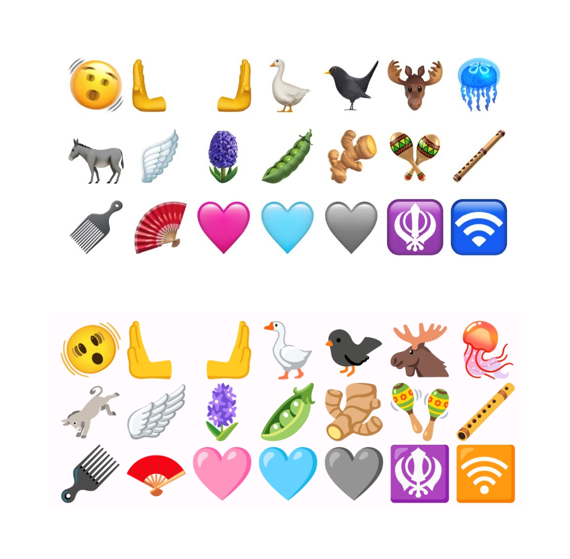 上：iPhoneでの表示、下：Androidでの表示