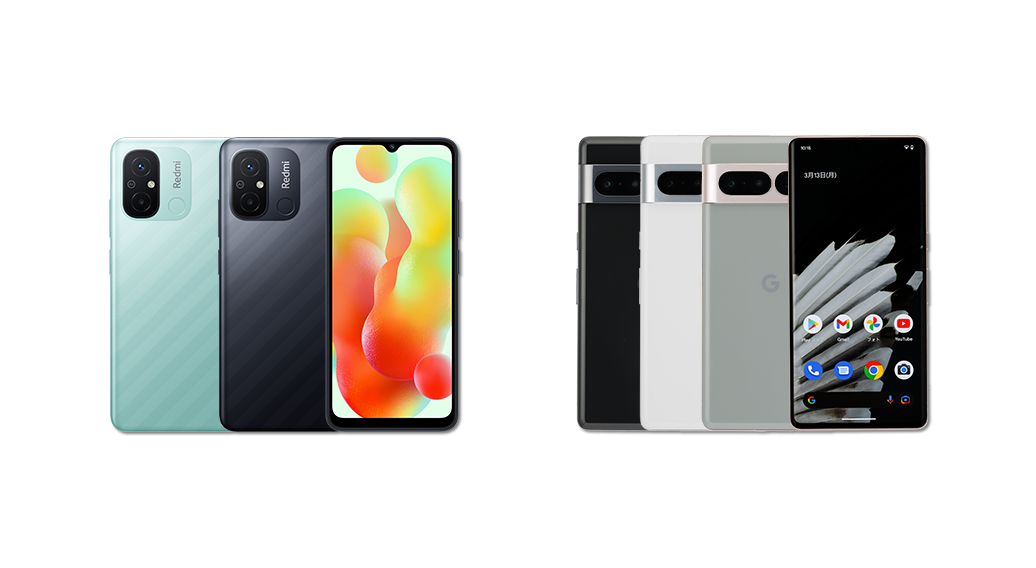 左：「Redmi 12C」、右：「Pixel 7 Pro」