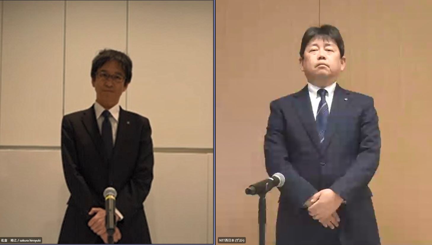 左＝NTT東日本 鈴木康一氏。右＝NTT西日本 桂一詞氏