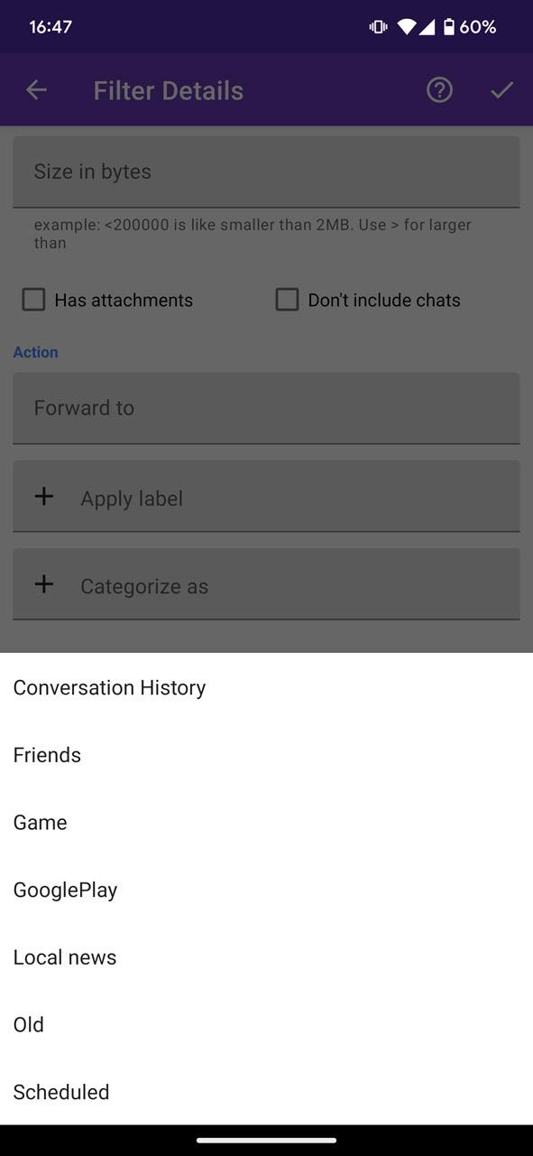 条件を設定したら付加するラベルを指定する