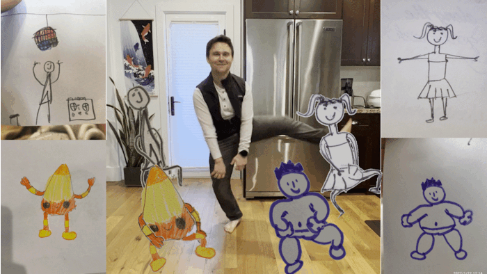 メタが公開したデモ、左右の手描きイラストをアニメ化している