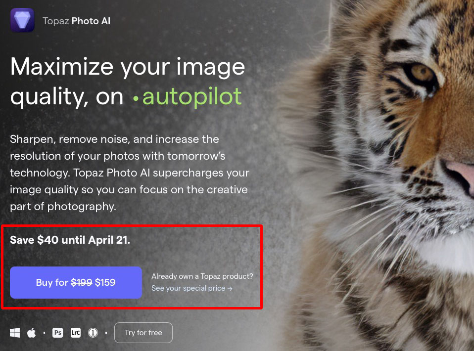 Topaz Photo AIはWindowsおよびmacOSで動作し、動作環境は<a href="https://docs.topazlabs.com/photo-ai/system-requirements" class="strong bn" target="_blank">コチラ</a>にあるとおり。ちょっと処理能力の高いPCが必要になる。トライアル版も用意されている。