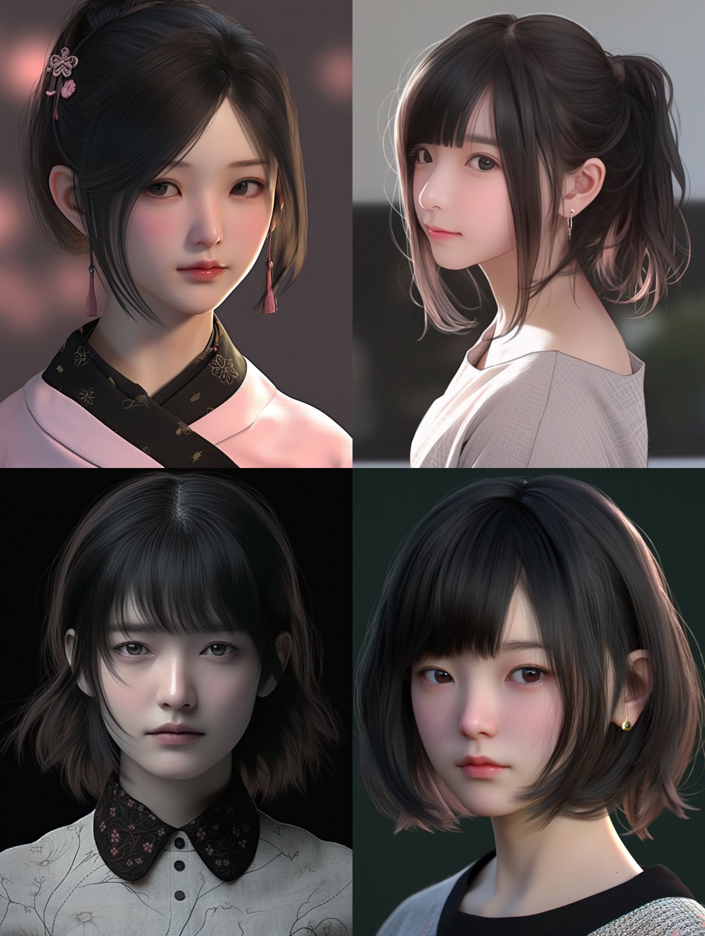 40代女性。プロンプトは「2020s. bust-up photo of a Japanese girl in her 40s. She is facing this way. She is not smiling.」だが、niji・journeyの世界ではこれが40代なのかーッ!!!　さておき、微笑化はフツーに成功した。