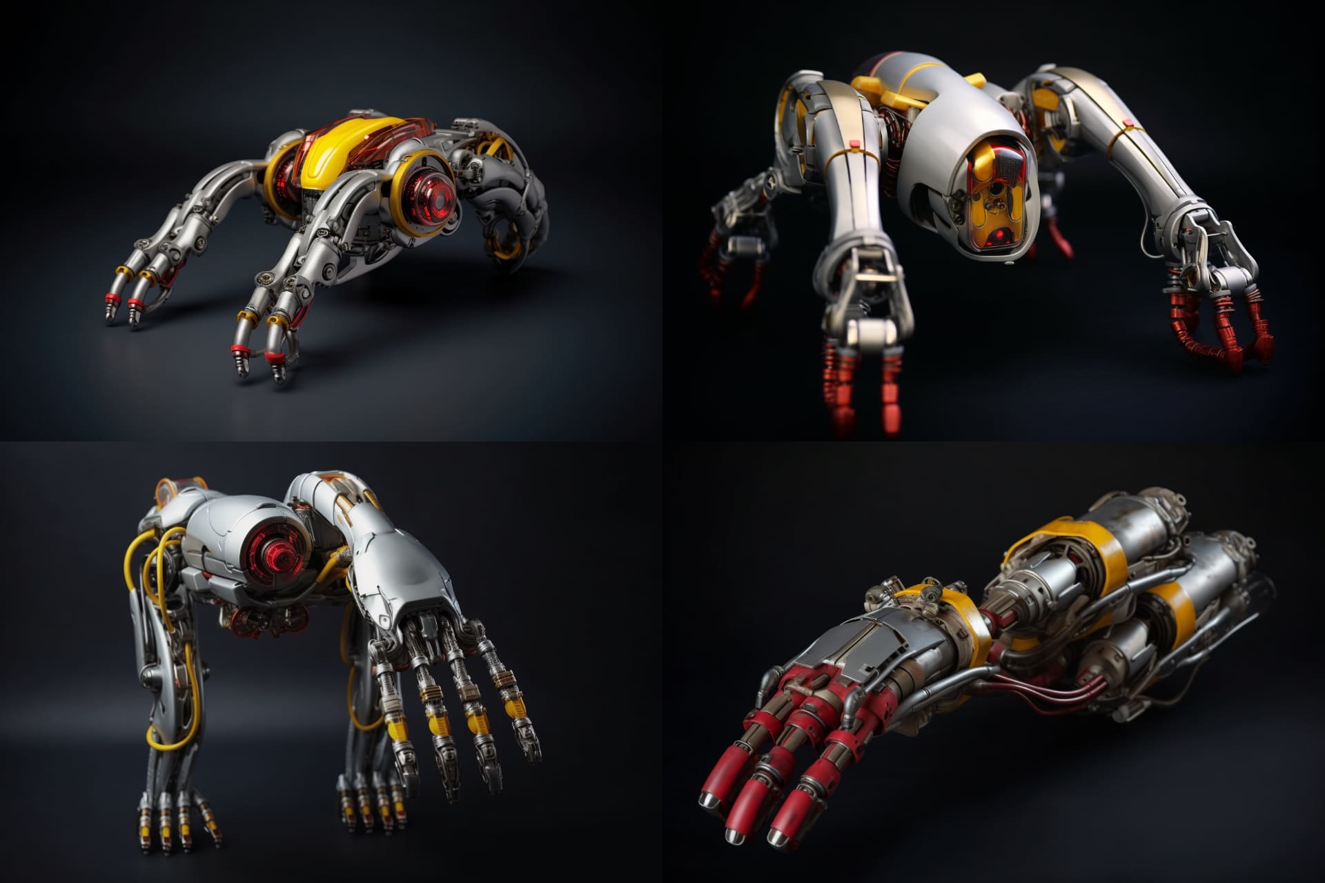 ドラえもん……ではなく、昭和の時代にあったブリキのおもちゃのロボットみたいなのを生成させようと、「Old style mechanical robot. Tubular body. Tubular and extending limbs. Hands are C-shaped clamps. Silver body with red and yellow accents. Realistic photo.（旧式の機械式ロボット。筒状の胴体。筒状で伸びる手足。手はC型クランプ。シルバーのボディに赤と黄色のアクセント。リアルな写真で）」というプロンプトを使用。結果、全然昭和じゃないけど……なんかカッコイイのが出た。見たことがない美しいビジュアルを多々見られるのもMidjourneyの魅力だ。