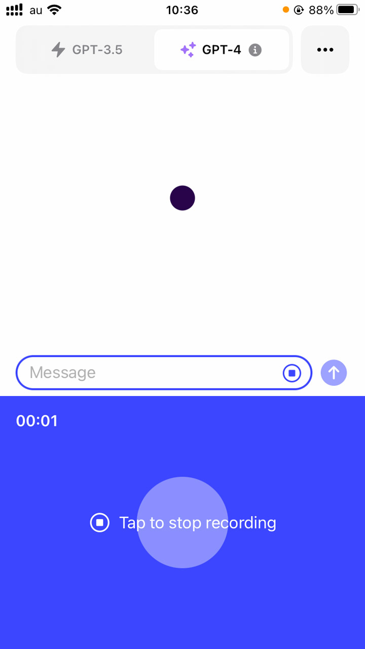 テキスト入力欄の右側にある縦線の音声アイコンをタップすると、音声認識モードに