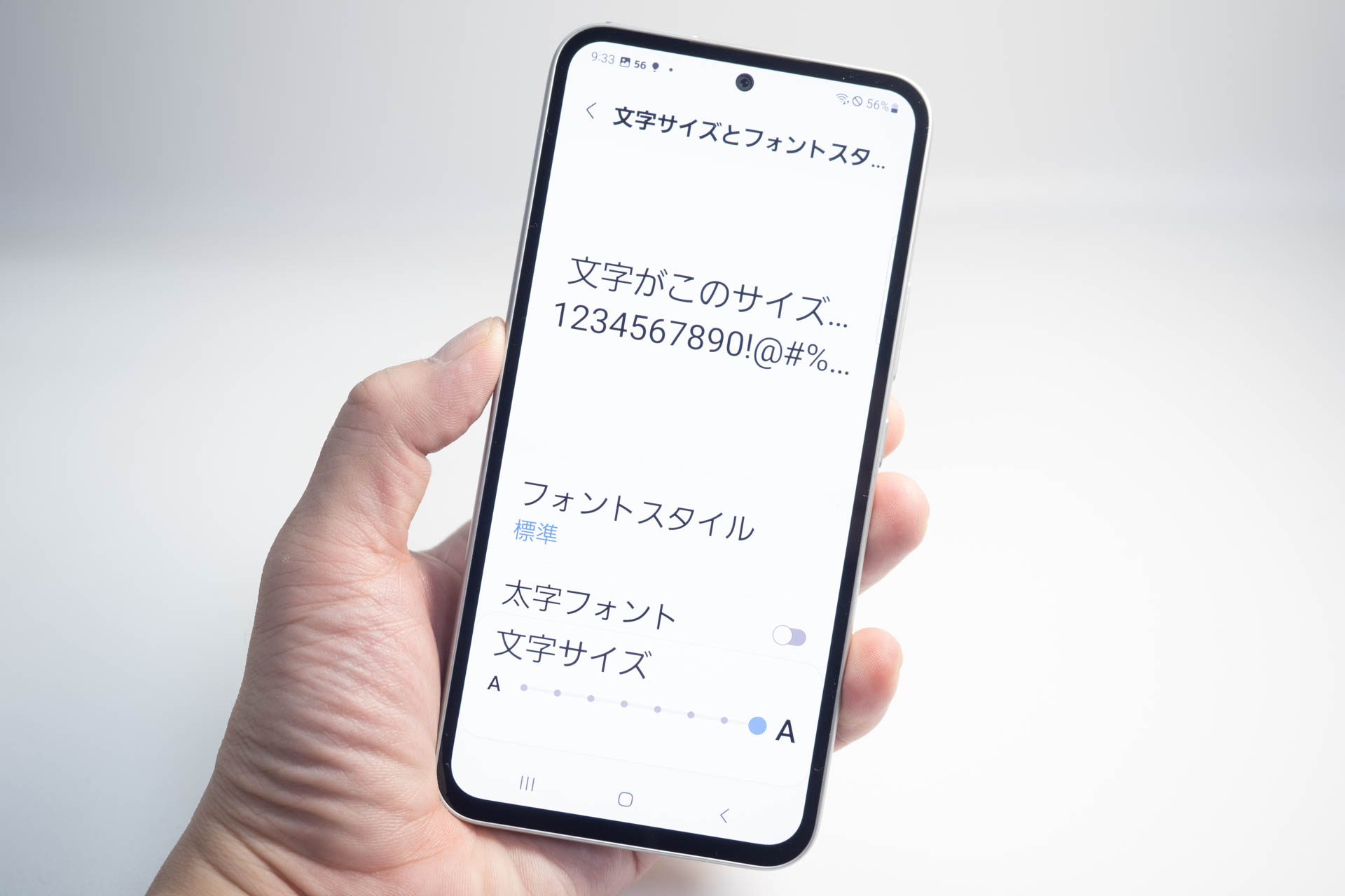 文字を最大にした状態