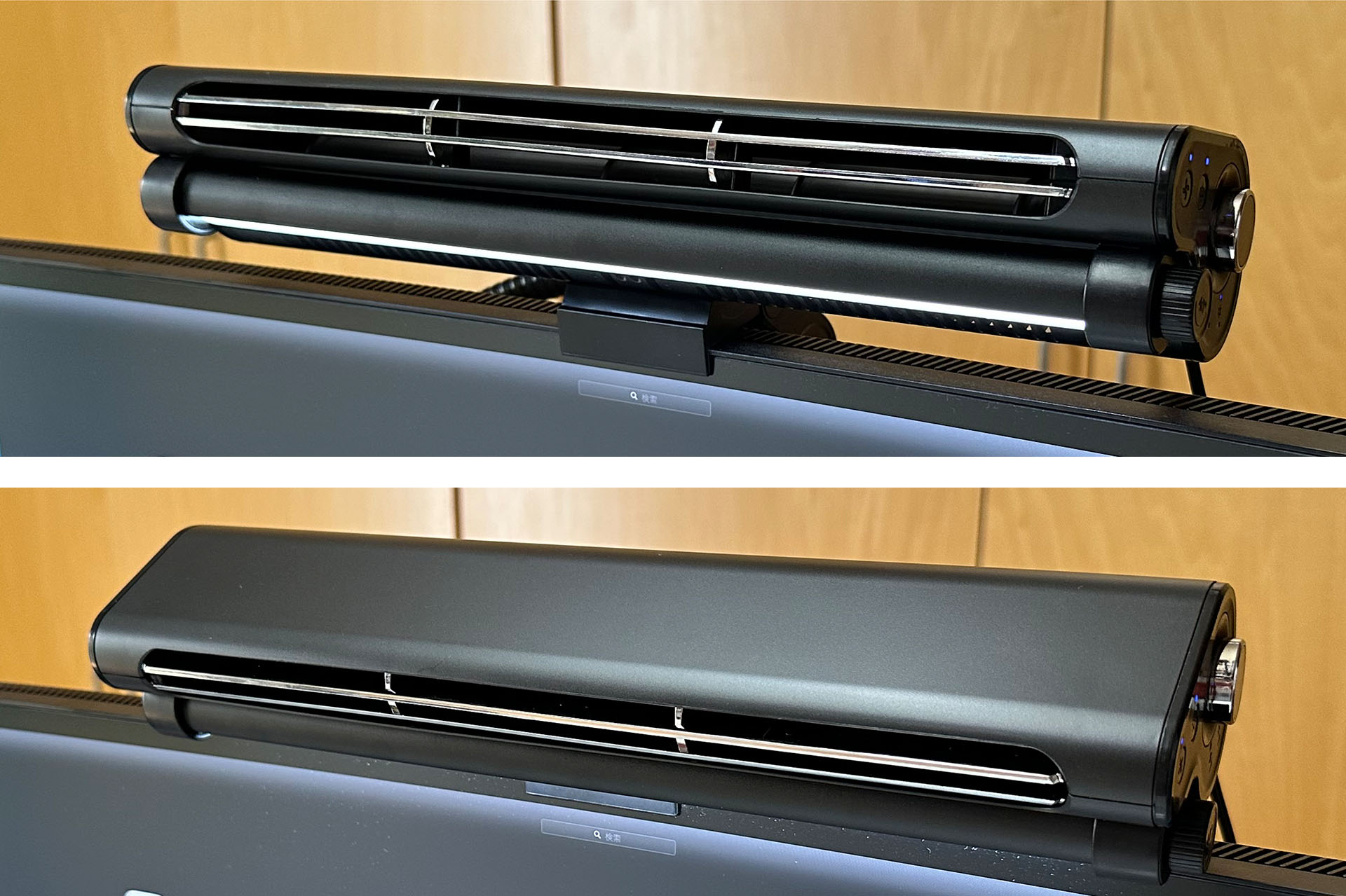 ファンの向きは45度の範囲で変えられる。