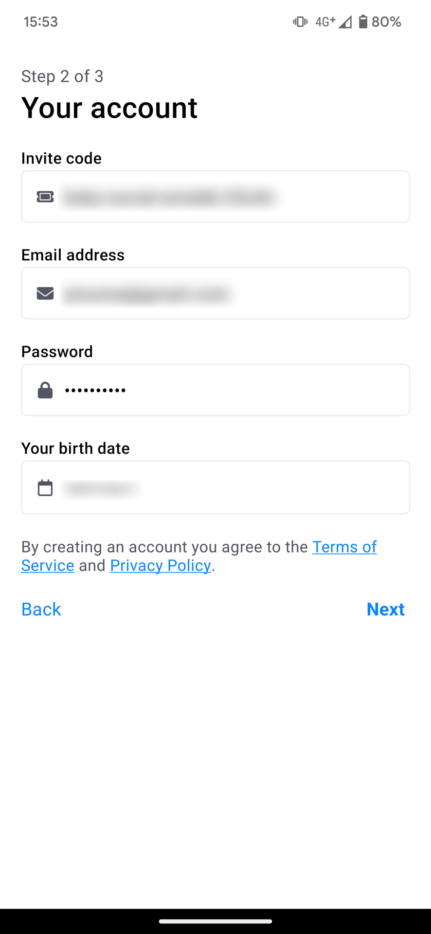 メールアドレスなど追加の情報を入力してユーザー登録