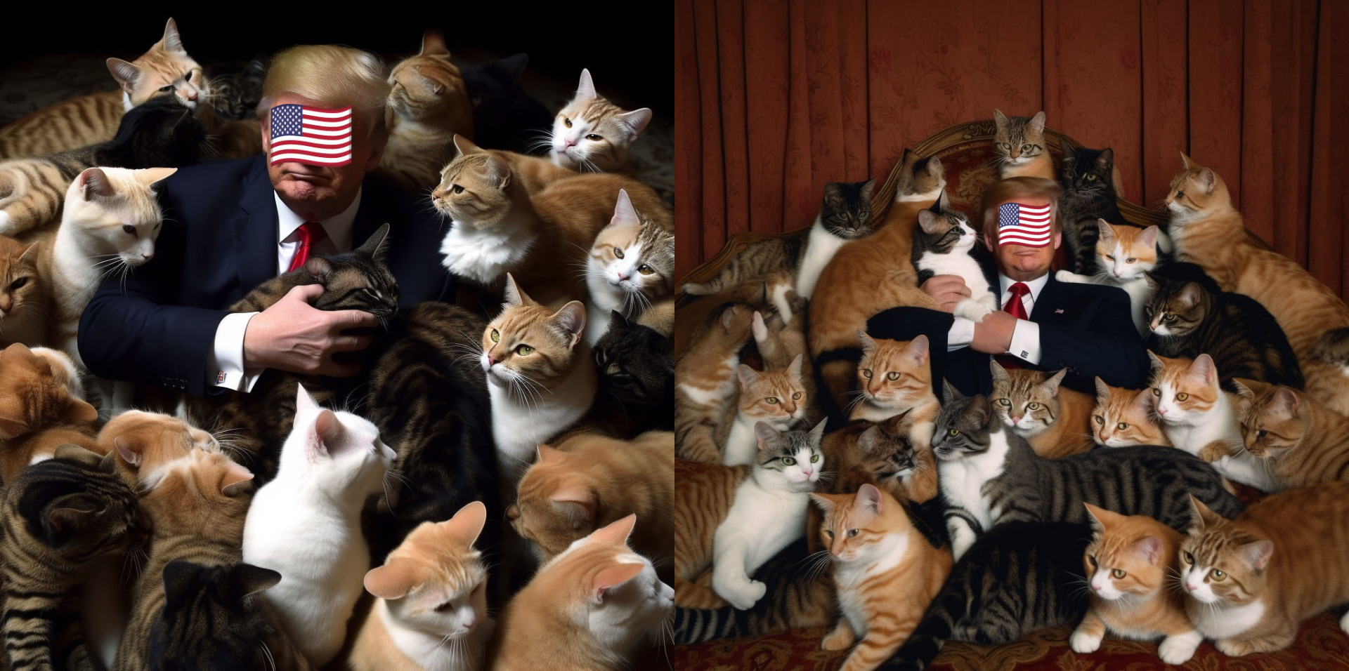 起訴されたり敗訴したりしている元大統領を生成。満面の笑み！