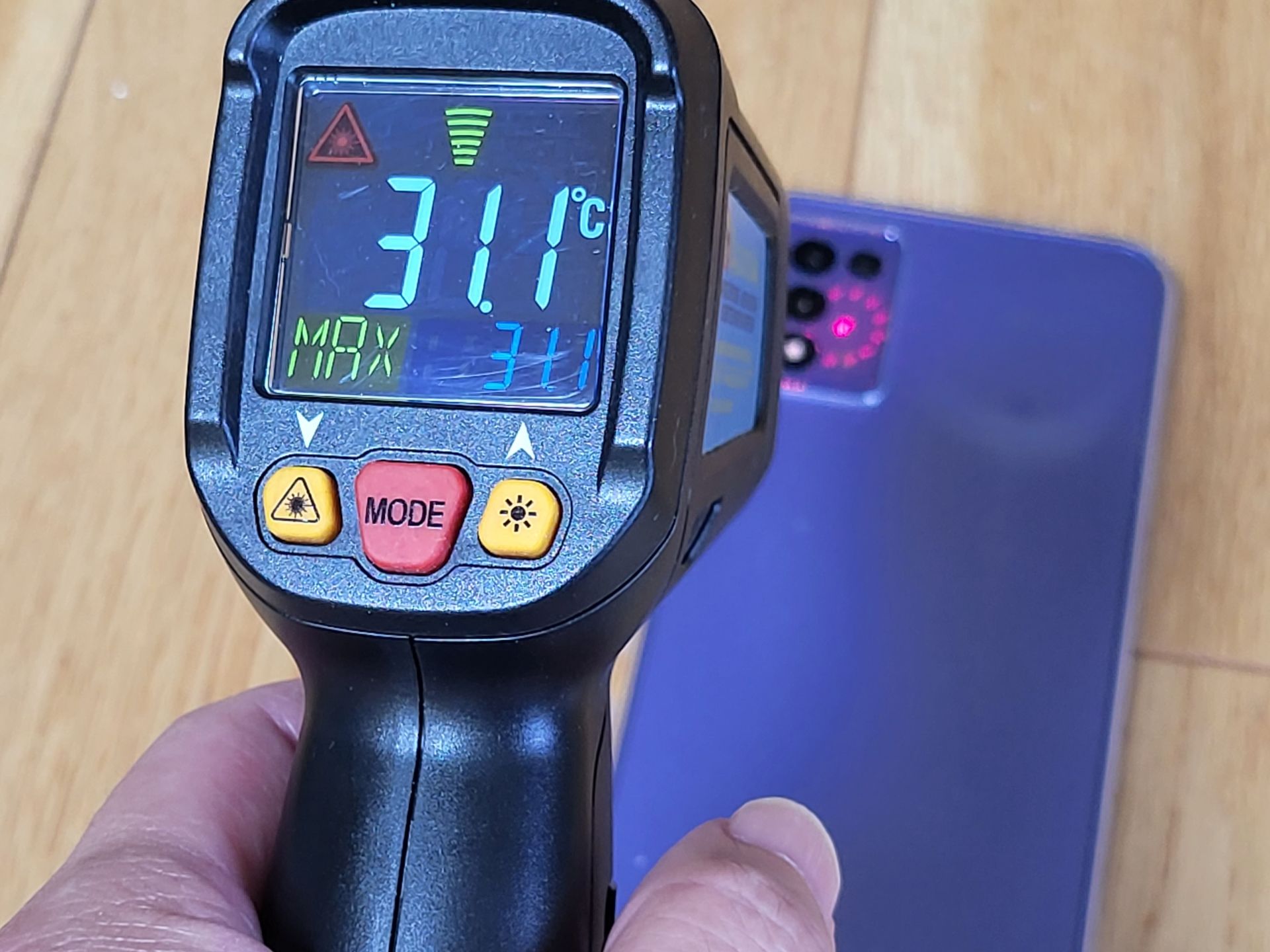 表面温度も31.1℃。写真や動画を撮りまくったのに31.1℃