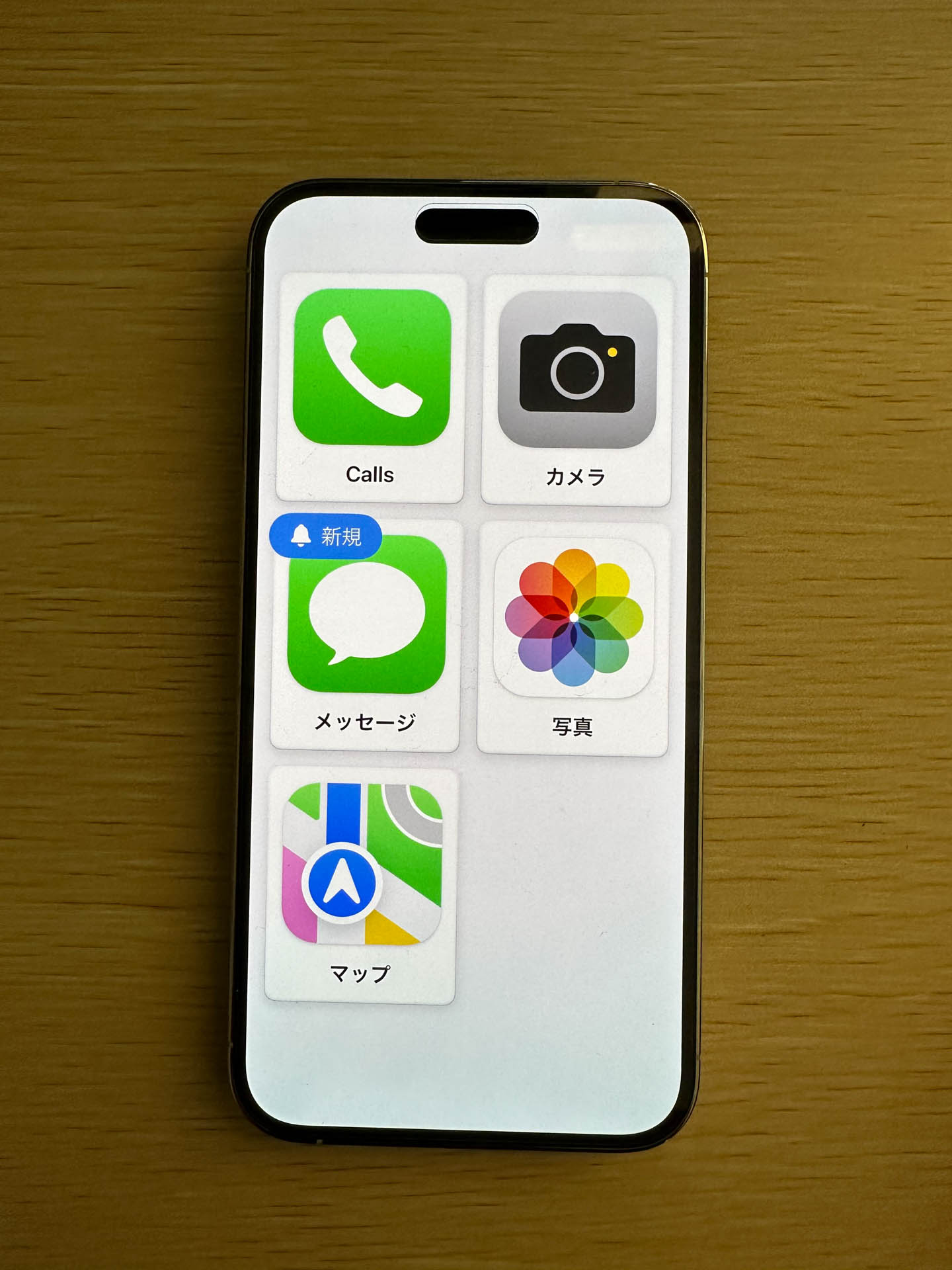 アシスティブアクセスのホーム画面