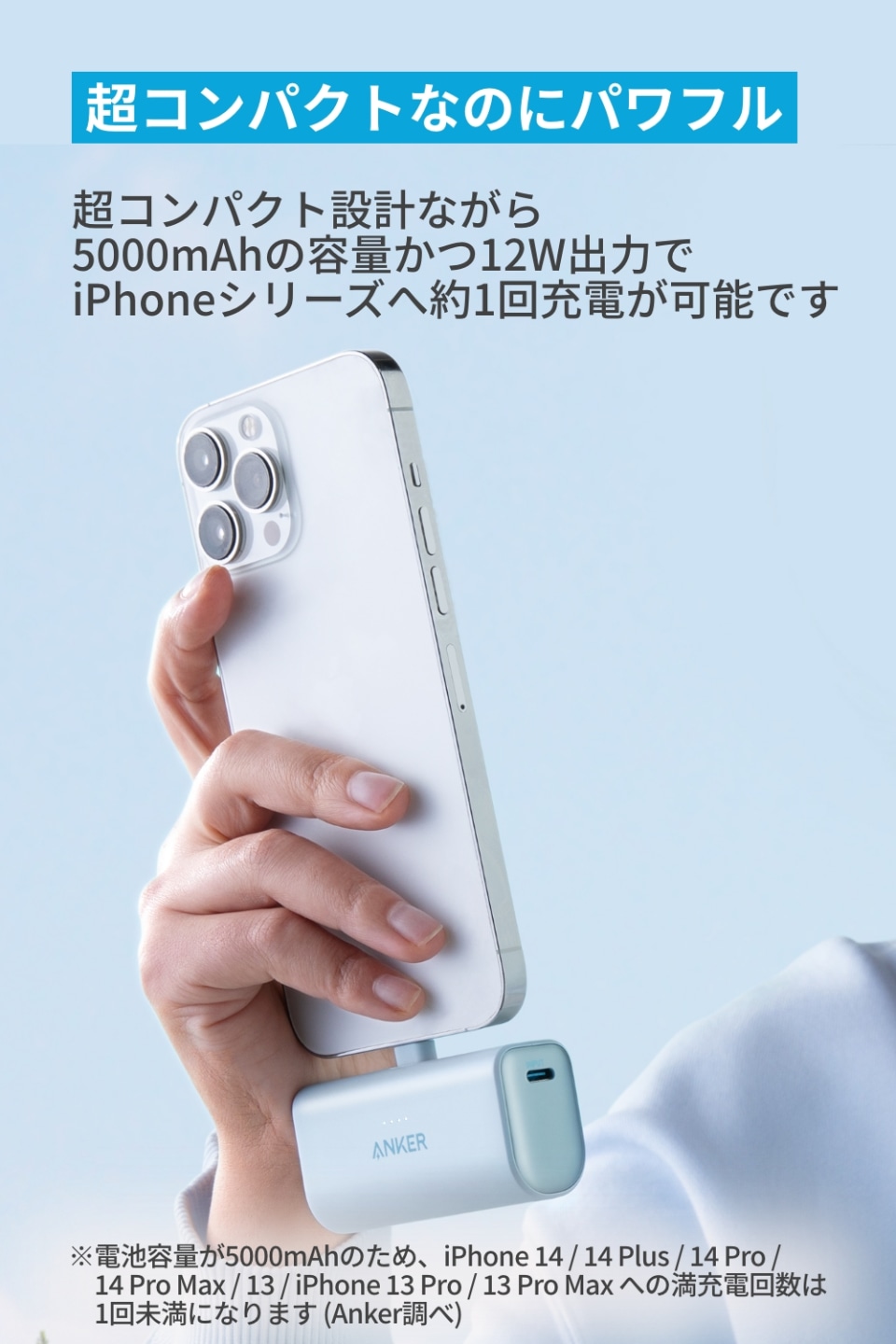 iPhoneに直接挿して充電できるアンカーの「Anker Nano Power