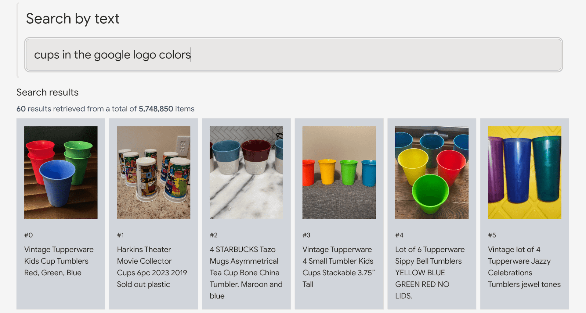「Googleロゴ色のカップ」を検索