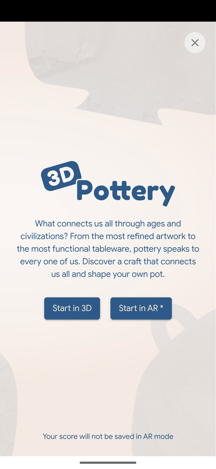 機種によって3DとARの2種類の方法で陶芸体験が可能