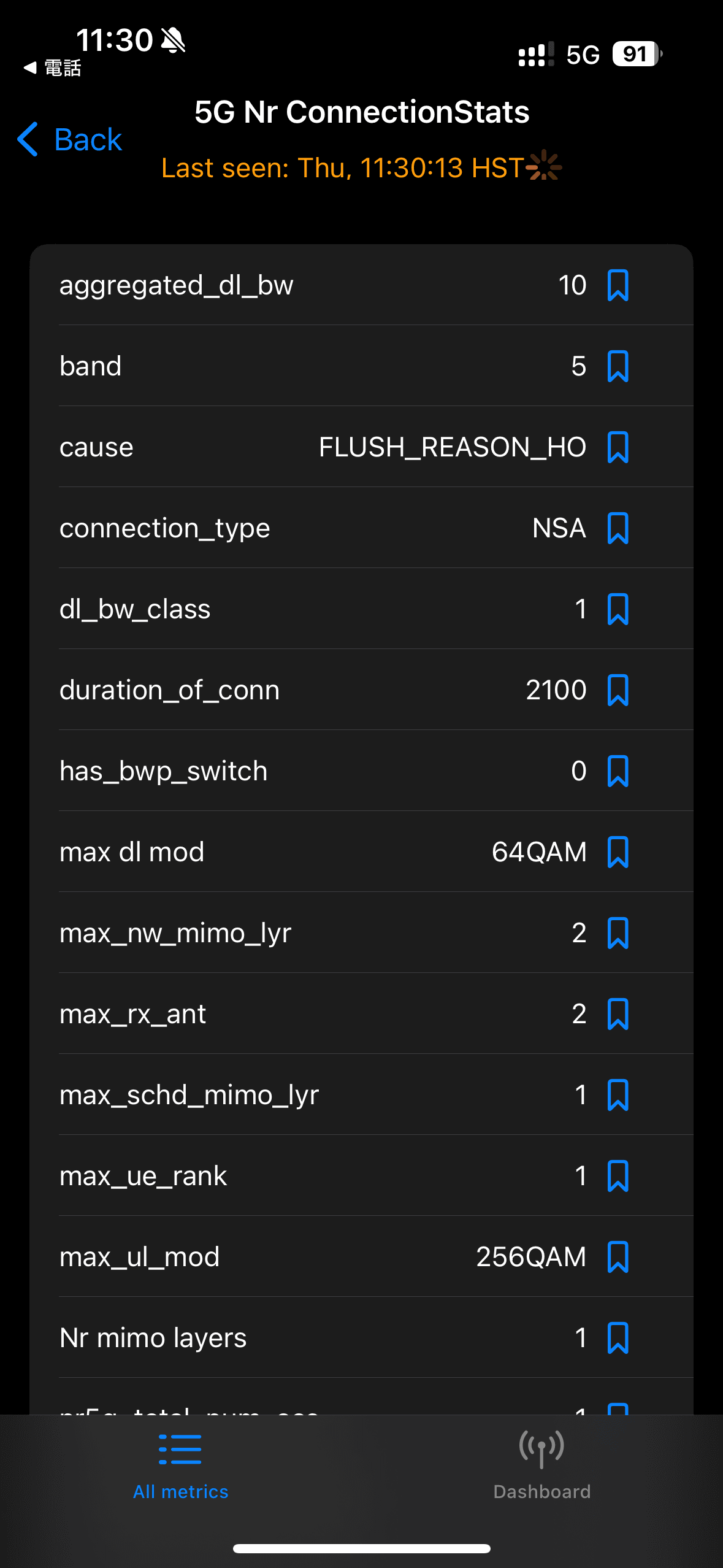 フィールドテストモードで確認したところ、n5（850MHz帯）の5Gに接続していた。プラチナバンドのため、速度も4G並みというわけだ