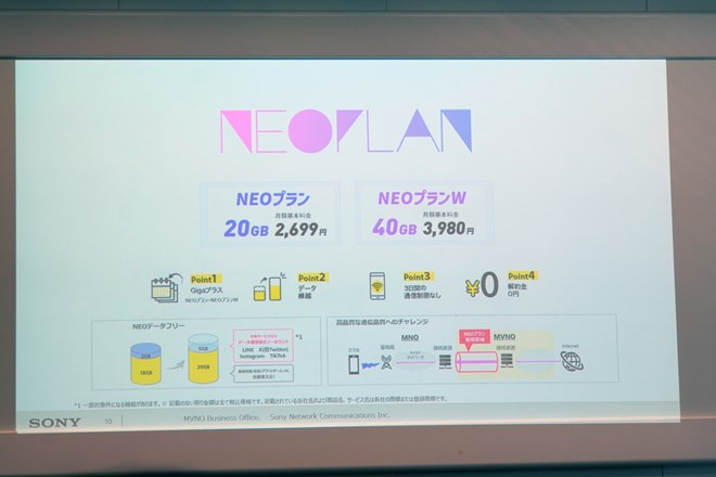 データ容量20GBのNEOプランは、通信品質を重視していることもあり、料金は大手キャリアのオンライン専用プラン/ブランドに近い。VLLプランは、それより一段安い価格設定だ
