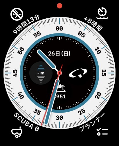飛行機搭乗禁止時間や水面休息時間などの情報にまとめてアクセスできるウォッチフェイス