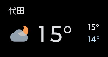 アウトディスプレイから天気も参照可能。端末を開かなくても済む