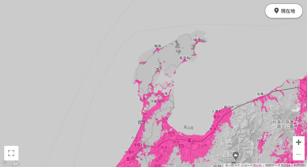 楽天モバイルの復旧エリアマップ（5日17時ごろのもの）