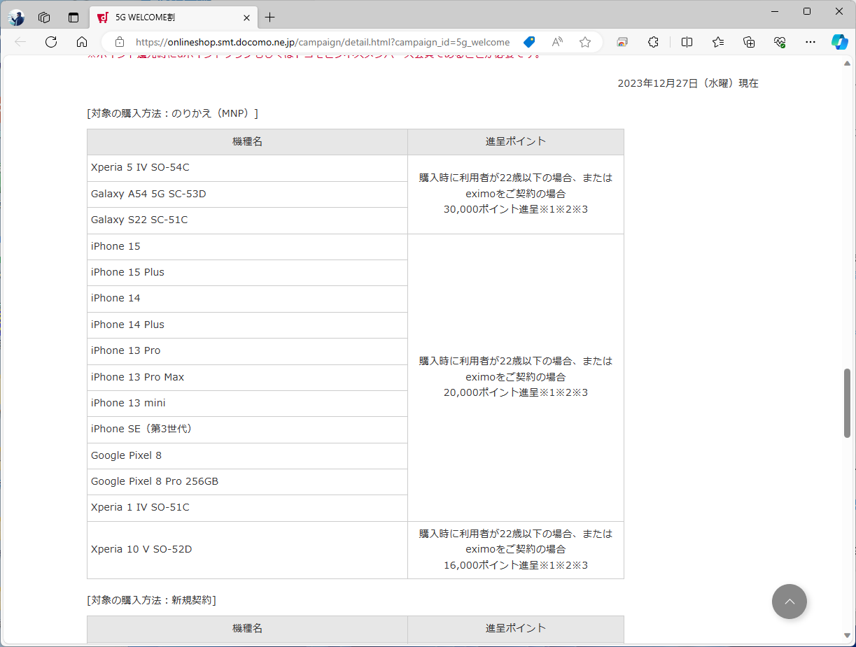 ドコモは一部端末の「5G WELCOME割」を最大で3万ポイントに増額している。裏を返すと、そのぶんいつでもカエドキプログラムで免除できる金額は少なくなってしまう