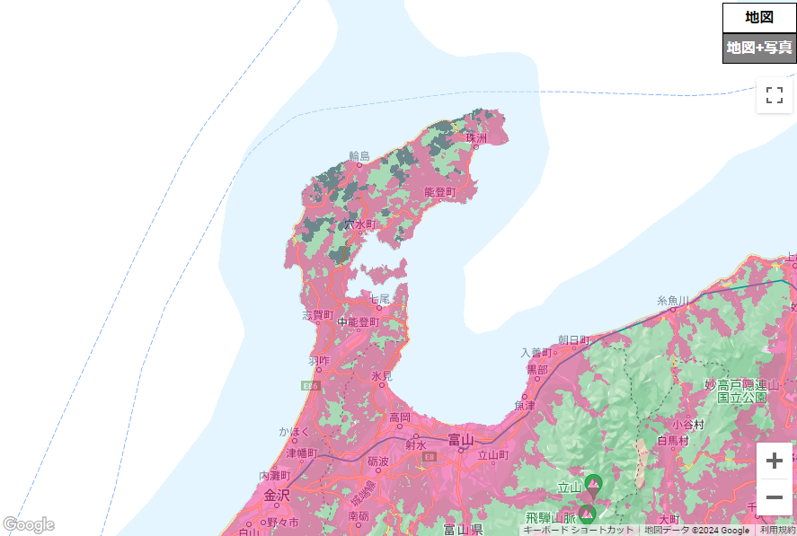 ドコモの復旧エリアマップ（12日21時ごろのもの）