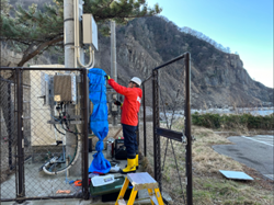 基地局の復旧作業