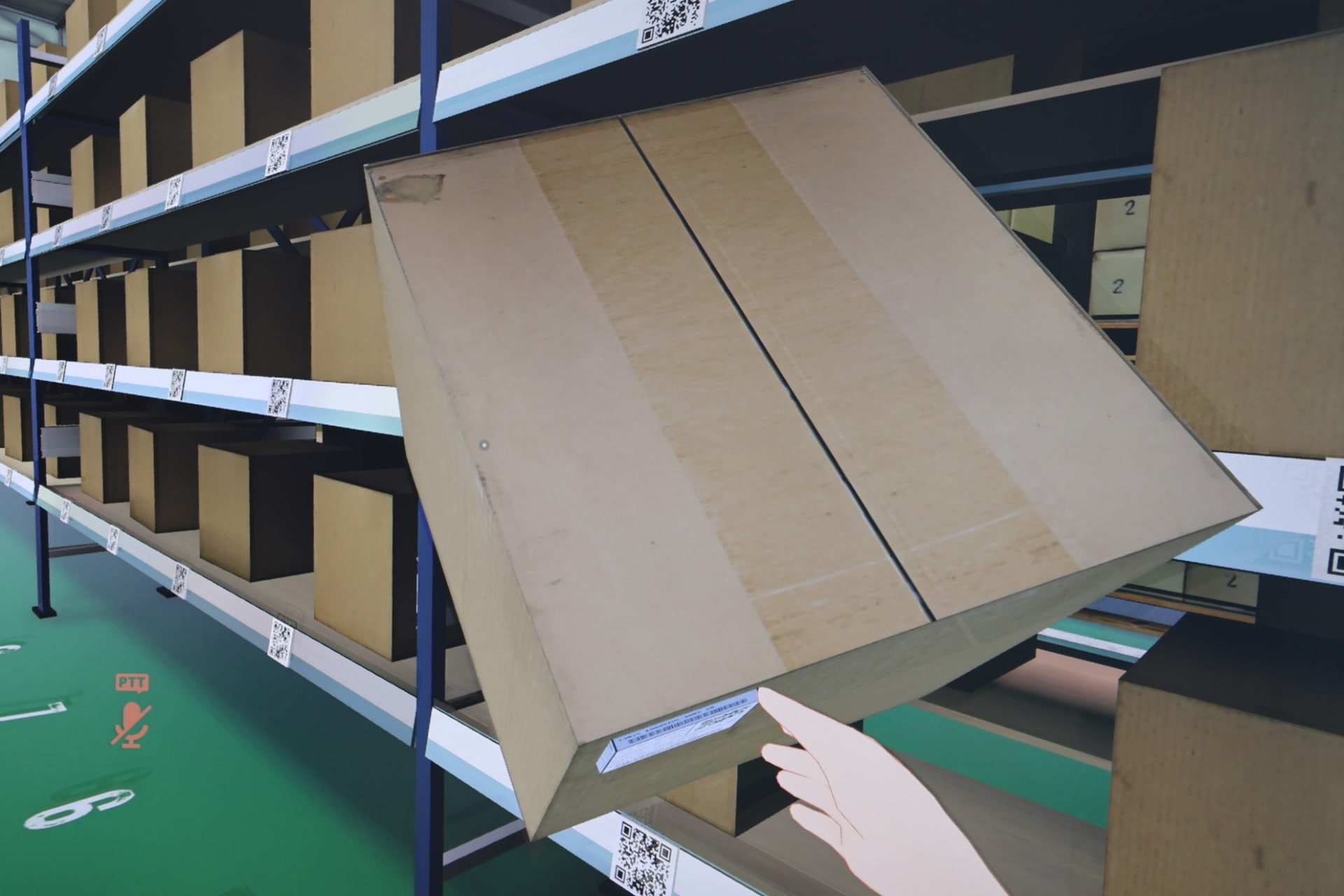 運んだ後、棚の2次元コードを読み込み、作業完了