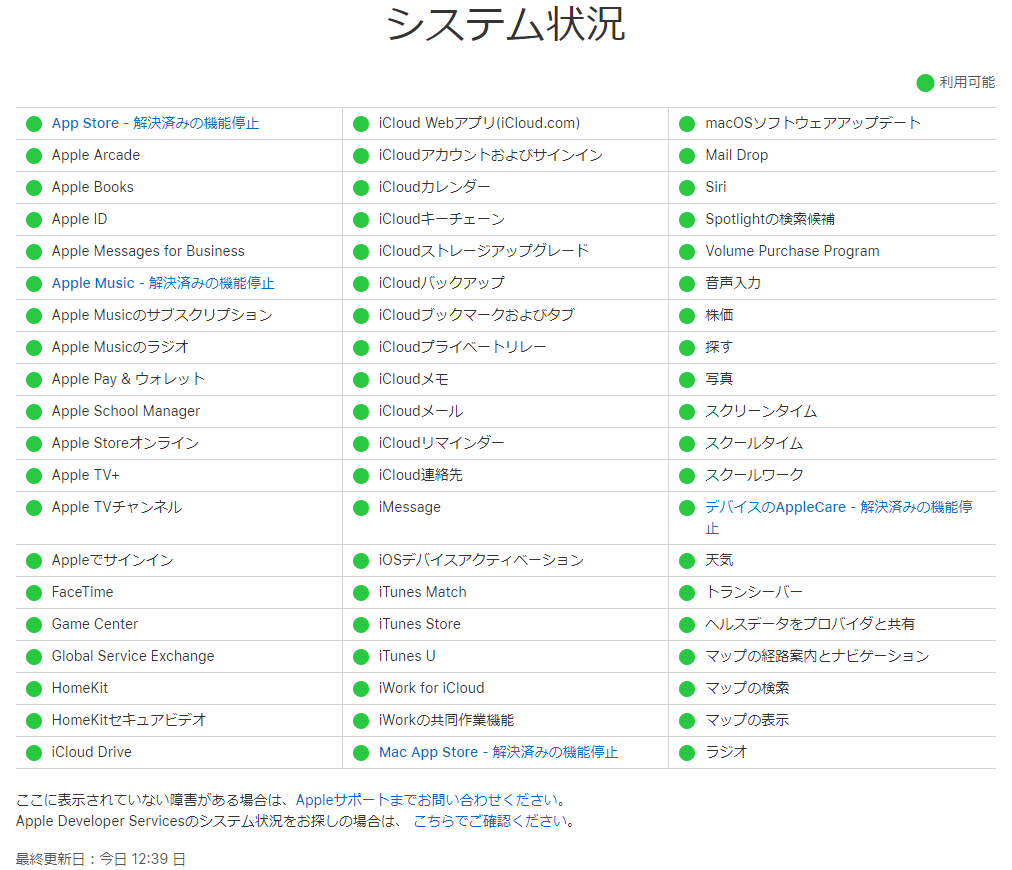 Apple　システム状況より