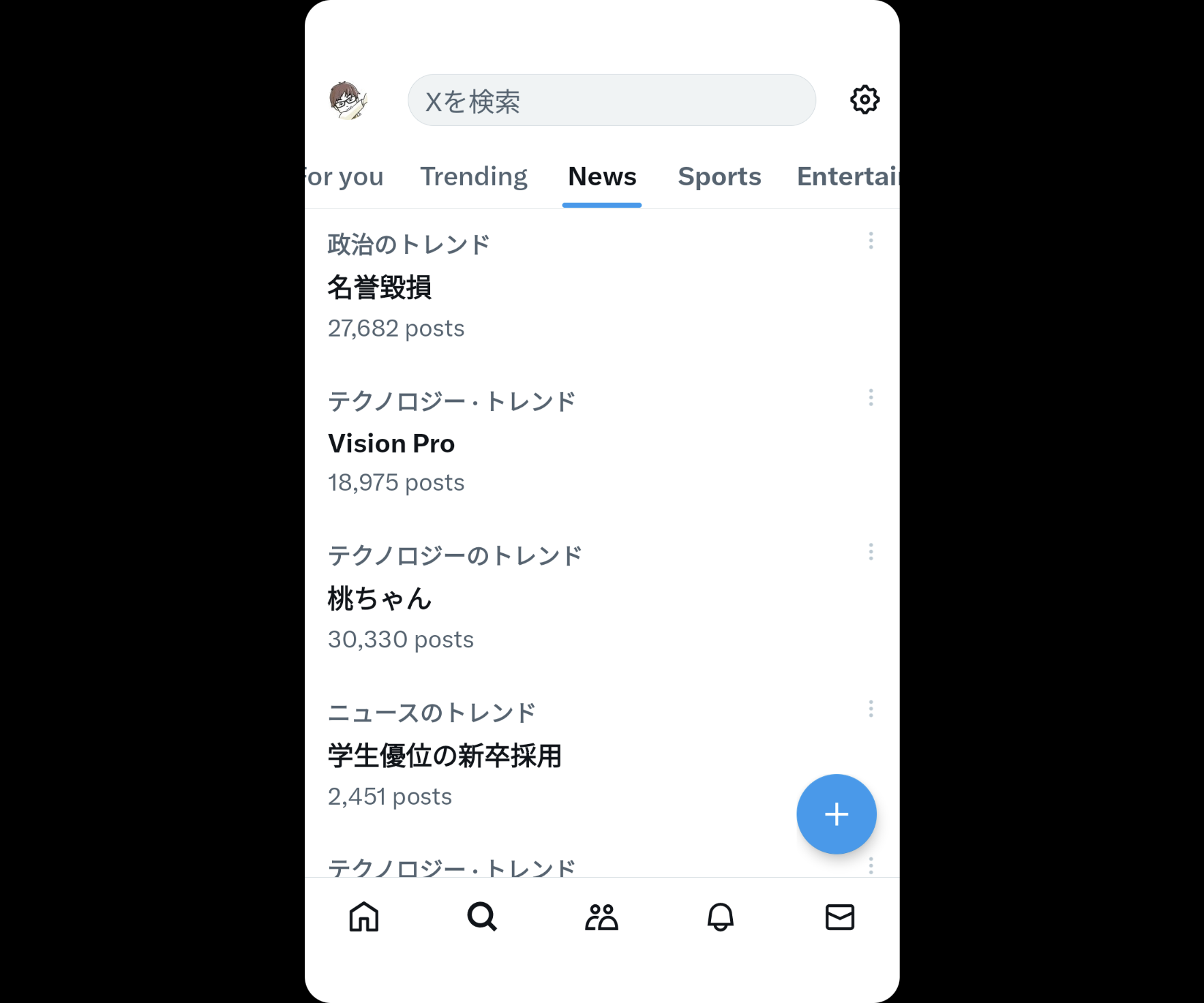 全画面非対応のTwitterあらためX
