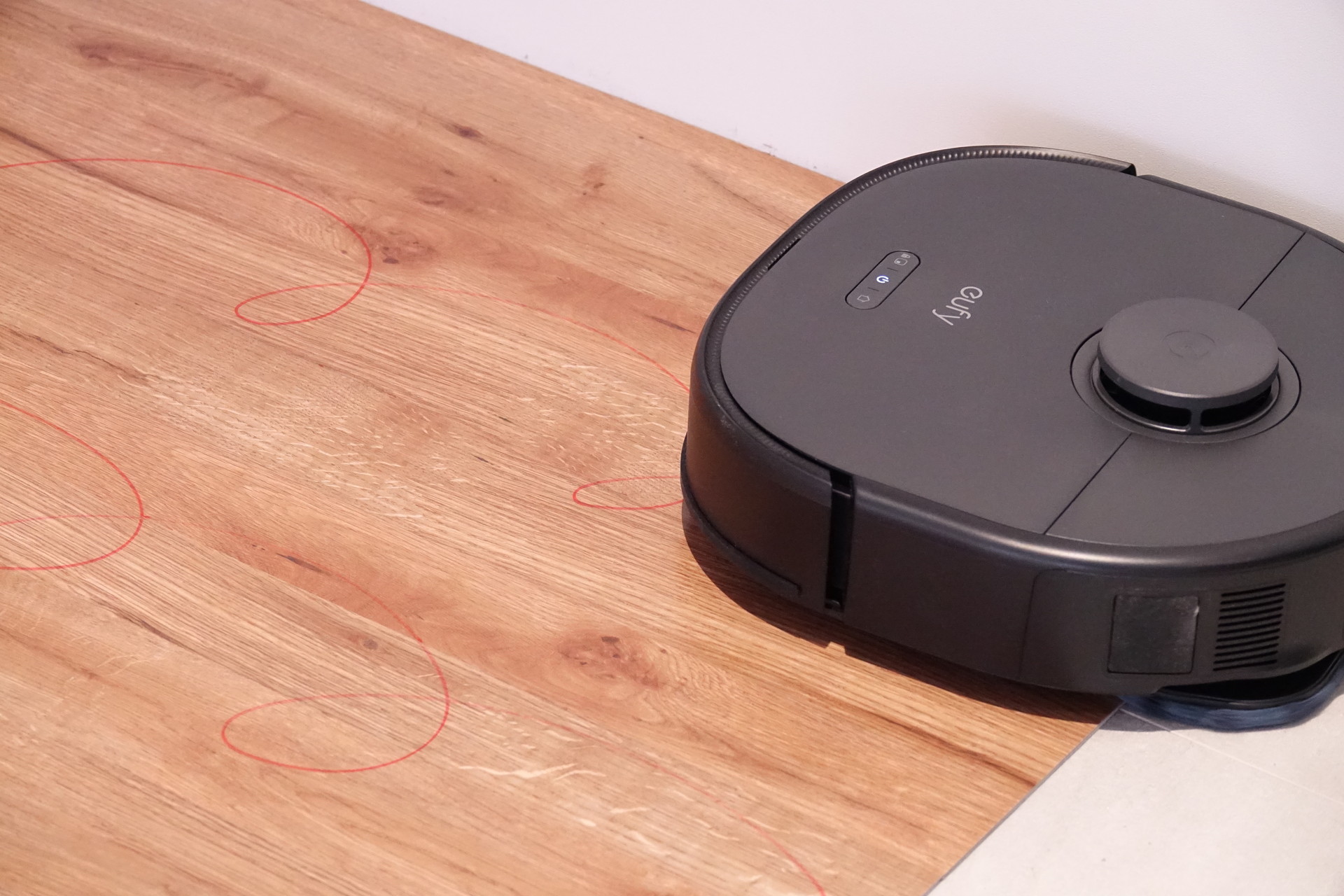 上＝水拭き中の様子。下＝カーペットの髪の毛を掃除中の様子