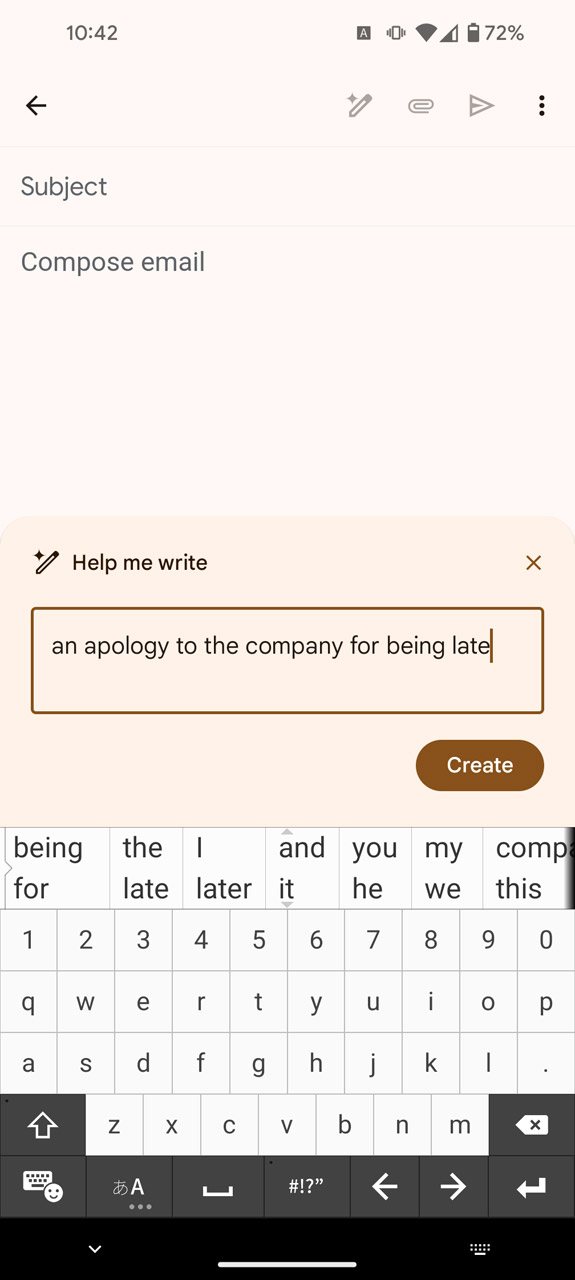 OSの言語を英語設定にするとGmail上でGeminiのサポートが受けられる