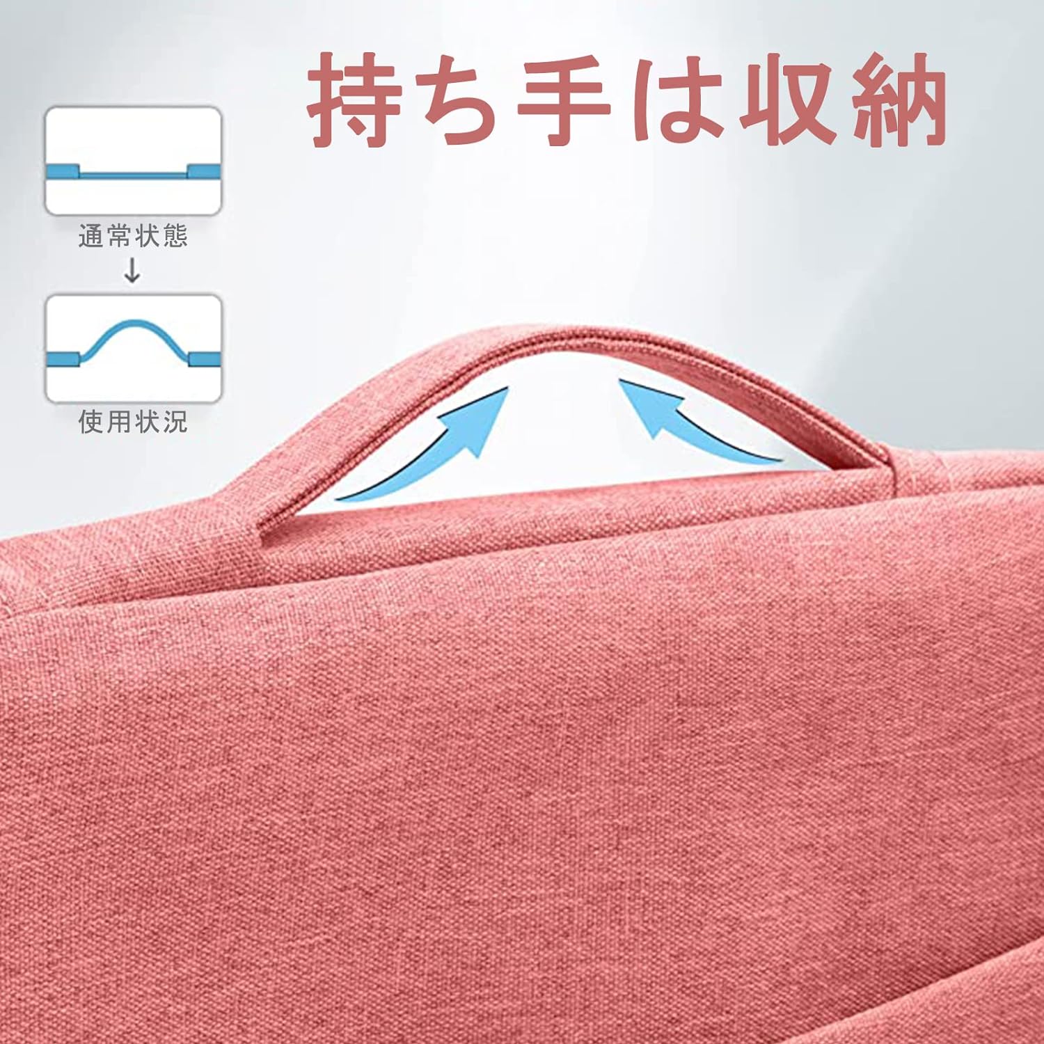 ハンドルは本格的なものではなく、簡易的なもので、幅広ストラップという雰囲気。※画像はAmazon商品ページから抜粋。