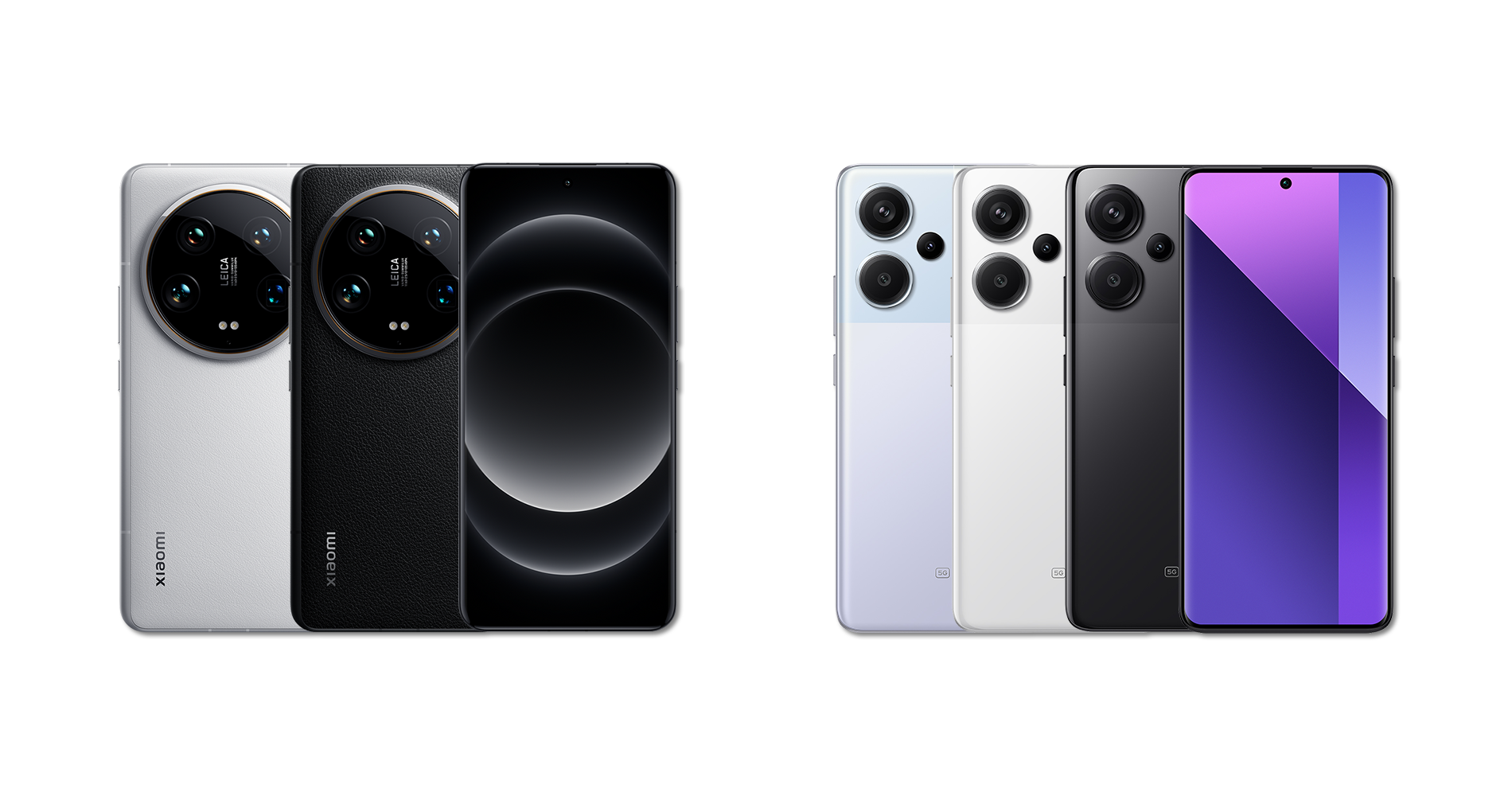 左：Xiaomi 14 Ultra、右：Redmi Note 13 Pro+ 5G