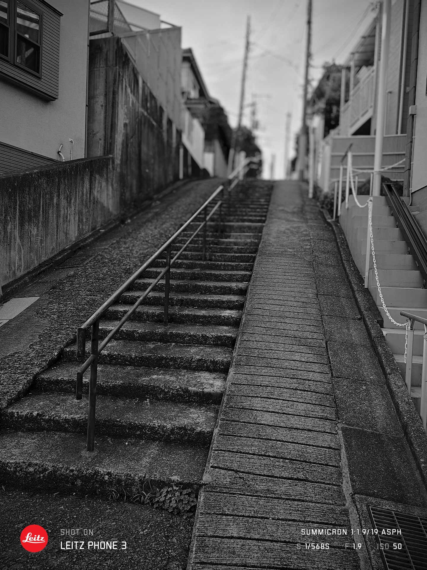 街中で見かけた階段を何気なく、「Leitz Looks」の「MONOCROME（BW）」で撮ってみると、ちょっとシブい写真になる（？）
